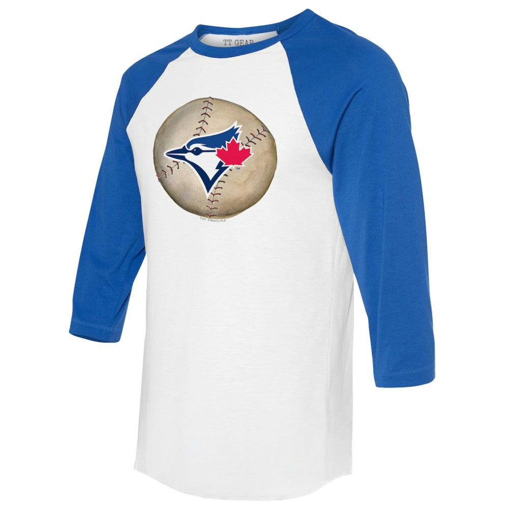 Toronto Blue Jays Tiny Turnip Unisex Stitched Baseball 3/4-Sleeve Raglan T-Shirt - White/Royal