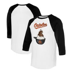 Baltimore Orioles Tiny Turnip Unisex Sundae Helmet 3/4-Sleeve Raglan T-Shirt - White/Black