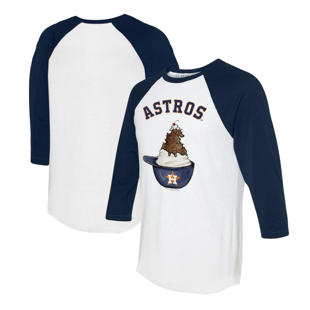 Houston Astros Tiny Turnip Unisex Sundae Helmet 3/4-Sleeve Raglan T-Shirt - White/Navy