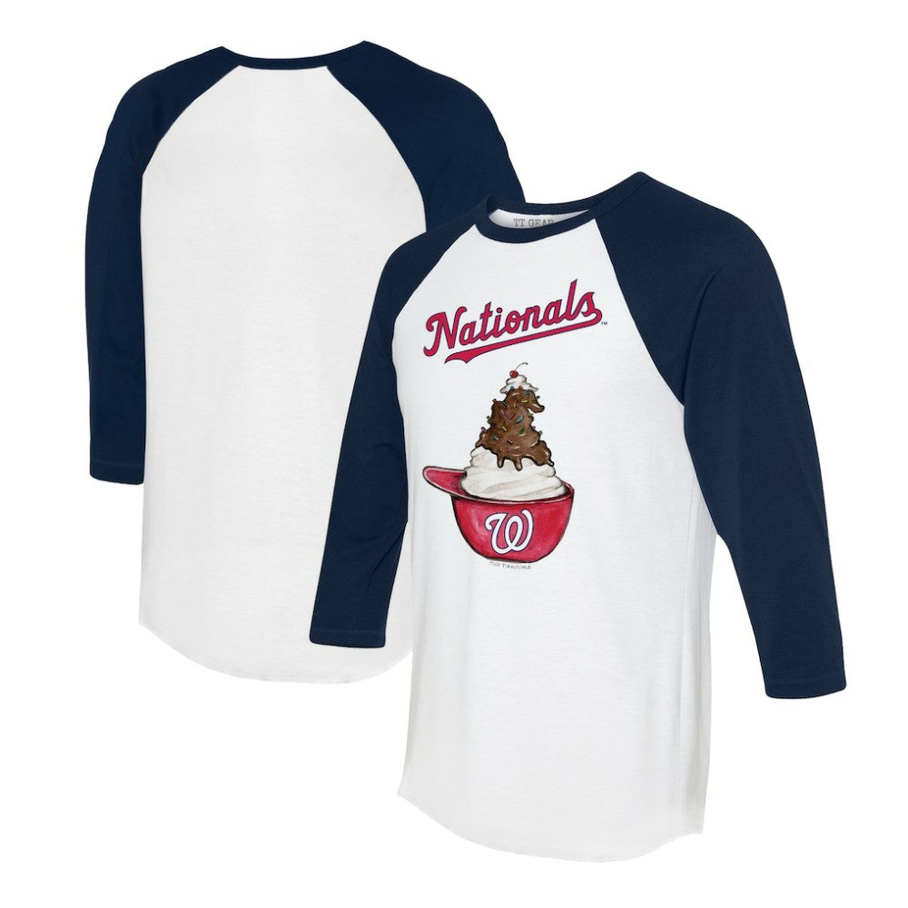 Washington Nationals Tiny Turnip Unisex Sundae Helmet 3/4-Sleeve Raglan T-Shirt - White/Navy