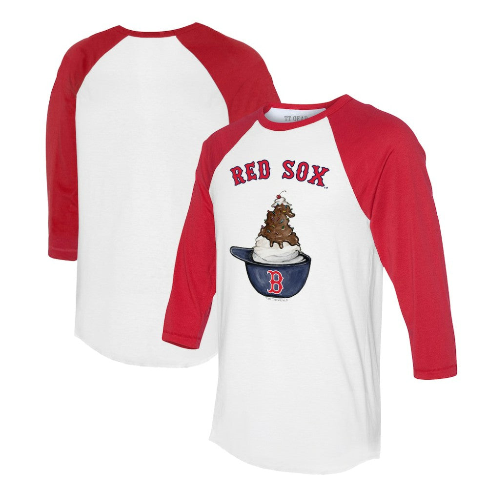 Boston Red Sox Tiny Turnip Unisex Sundae Helmet 3/4-Sleeve Raglan T-Shirt - White/Red