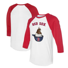 Boston Red Sox Tiny Turnip Unisex Sundae Helmet 3/4-Sleeve Raglan T-Shirt - White/Red