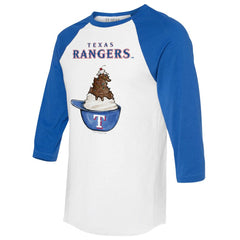 Texas Rangers Tiny Turnip Unisex Sundae Helmet 3/4-Sleeve Raglan T-Shirt - White/Royal