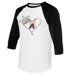 Arizona Diamondbacks Tiny Turnip Unisex Tiara Heart 3/4-Sleeve Raglan T-Shirt - White/Black