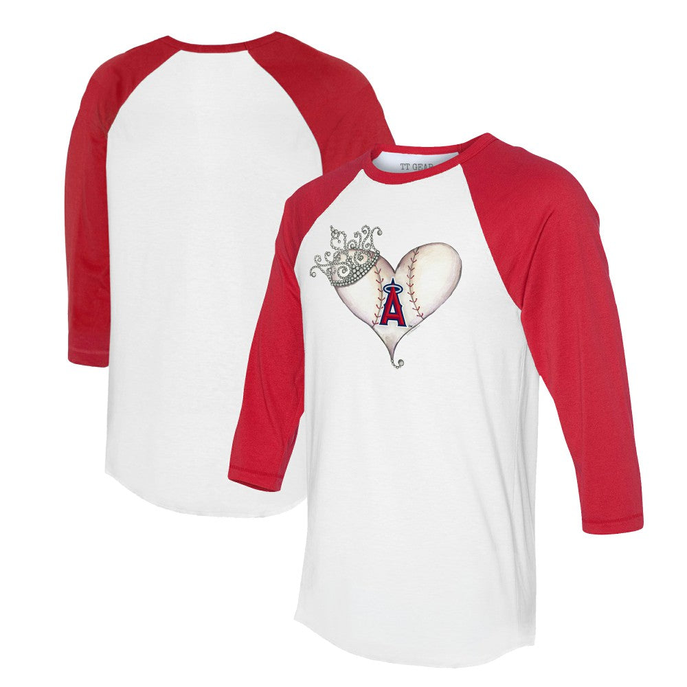 Los Angeles Angels Tiny Turnip Unisex Tiara Heart 3/4-Sleeve Raglan T-Shirt - White/Red