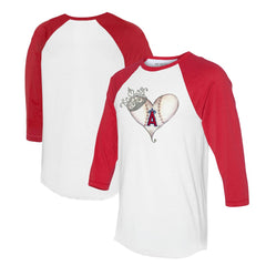 Los Angeles Angels Tiny Turnip Unisex Tiara Heart 3/4-Sleeve Raglan T-Shirt - White/Red