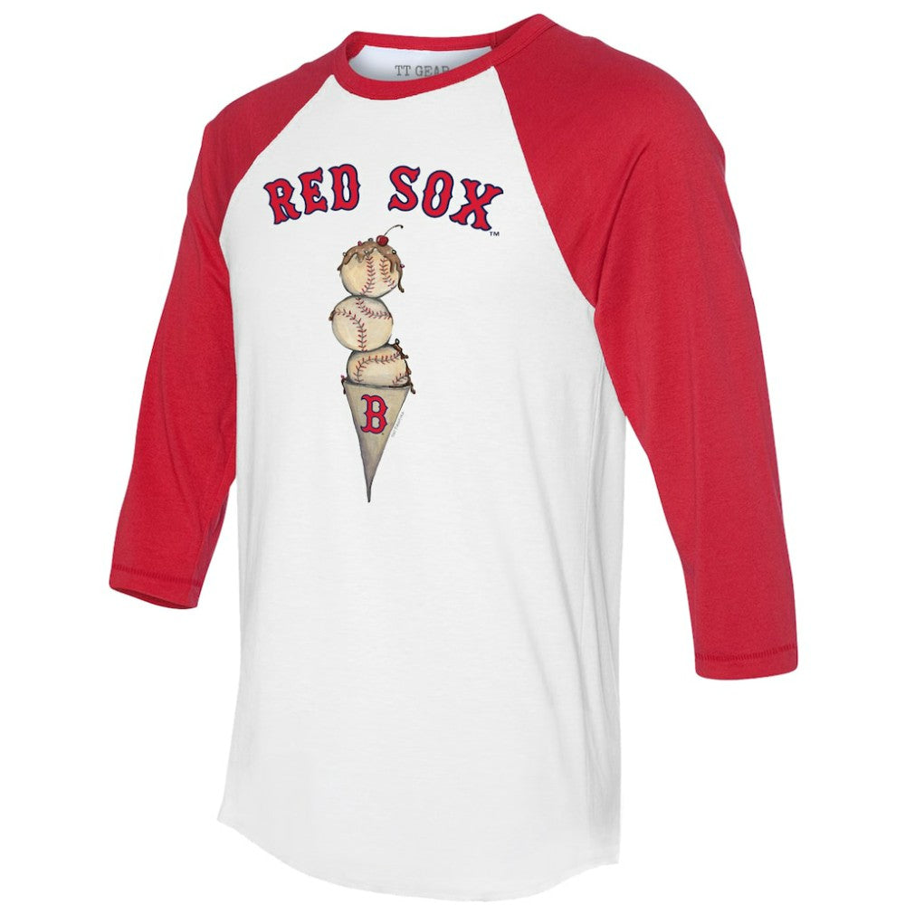 Boston Red Sox Tiny Turnip Unisex Triple Scoop 3/4-Sleeve Raglan T-Shirt - White/Red