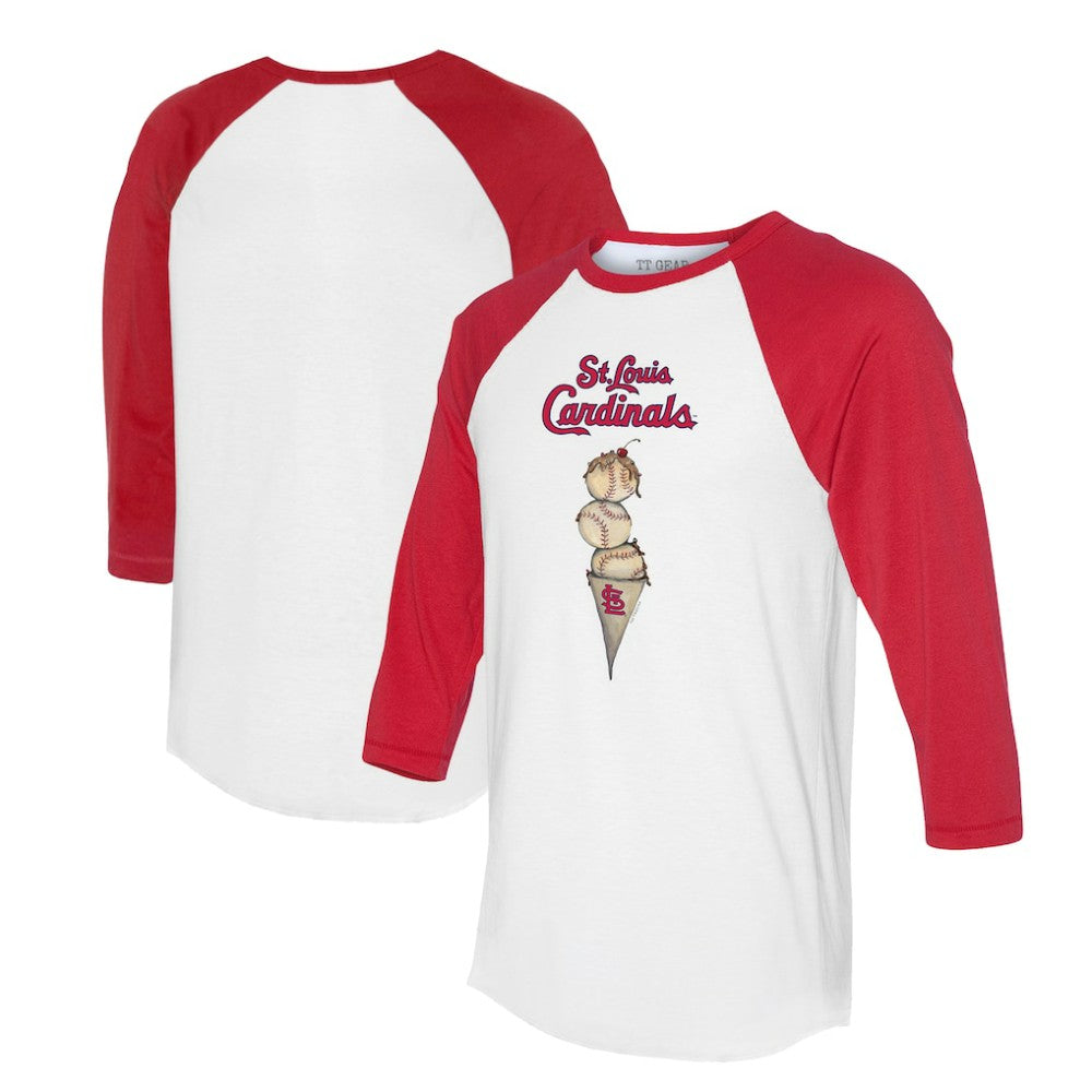 St. Louis Cardinals Tiny Turnip Unisex Triple Scoop 3/4-Sleeve Raglan T-Shirt - White/Red