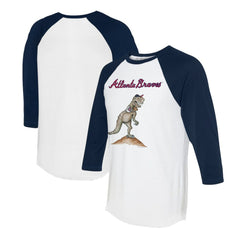 Atlanta Braves Tiny Turnip Unisex TT Rex 3/4-Sleeve Raglan T-Shirt - White/Navy