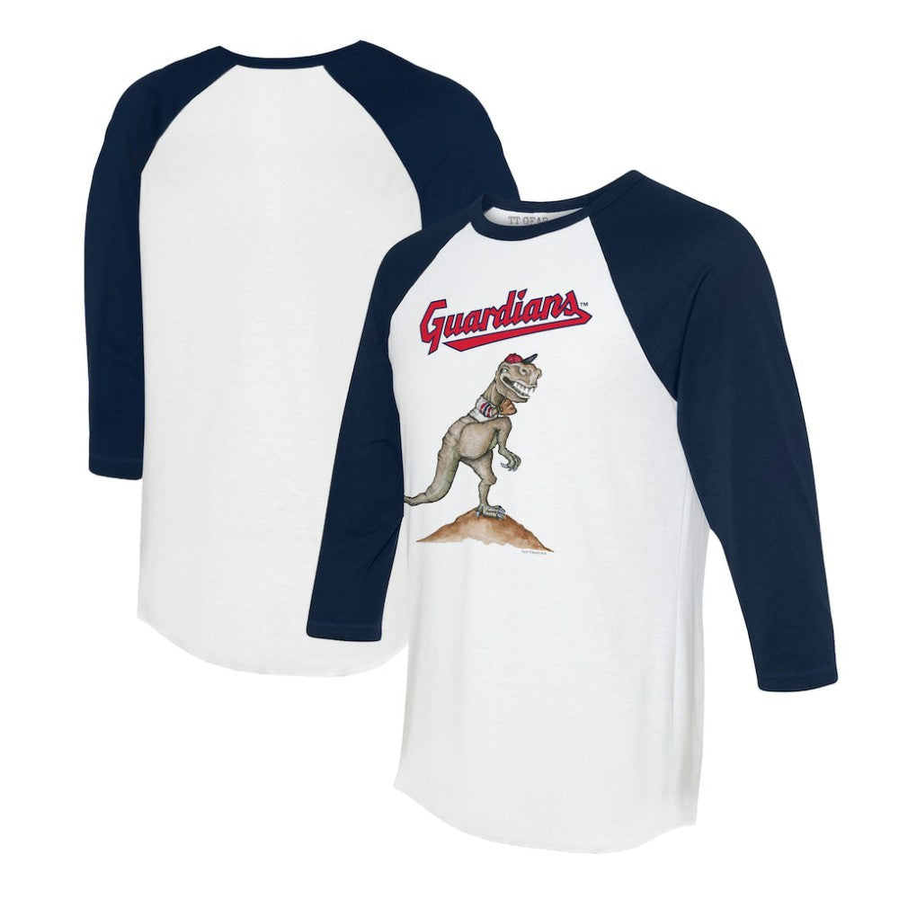 Cleveland Guardians Tiny Turnip Unisex TT Rex 3/4-Sleeve Raglan T-Shirt - White/Navy