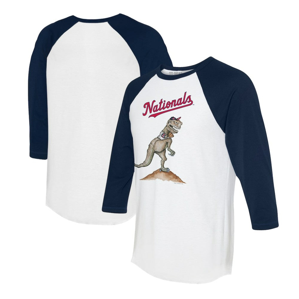 Washington Nationals Tiny Turnip Unisex TT Rex 3/4-Sleeve Raglan T-Shirt - White/Navy