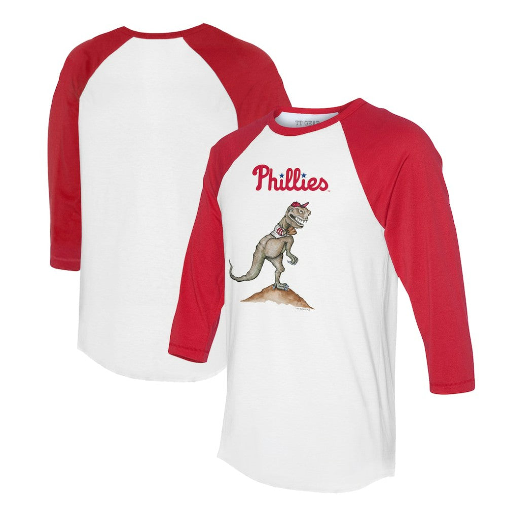 Philadelphia Phillies Tiny Turnip Unisex TT Rex 3/4-Sleeve Raglan T-Shirt - White/Red