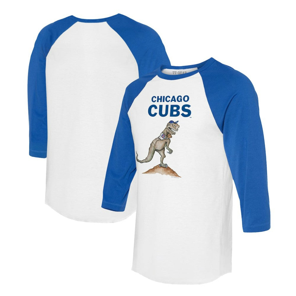 Chicago Cubs Tiny Turnip Unisex TT Rex 3/4-Sleeve Raglan T-Shirt - White/Royal