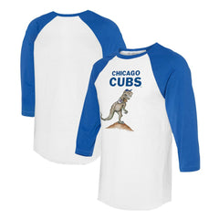Chicago Cubs Tiny Turnip Unisex TT Rex 3/4-Sleeve Raglan T-Shirt - White/Royal
