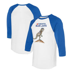 Toronto Blue Jays Tiny Turnip Unisex TT Rex 3/4-Sleeve Raglan T-Shirt - White/Royal