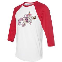 Boston Red Sox Tiny Turnip Unisex Unicorn 3/4-Sleeve Raglan T-Shirt - White/Red