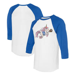 Los Angeles Dodgers Tiny Turnip Unisex Unicorn 3/4-Sleeve Raglan T-Shirt - White/Royal