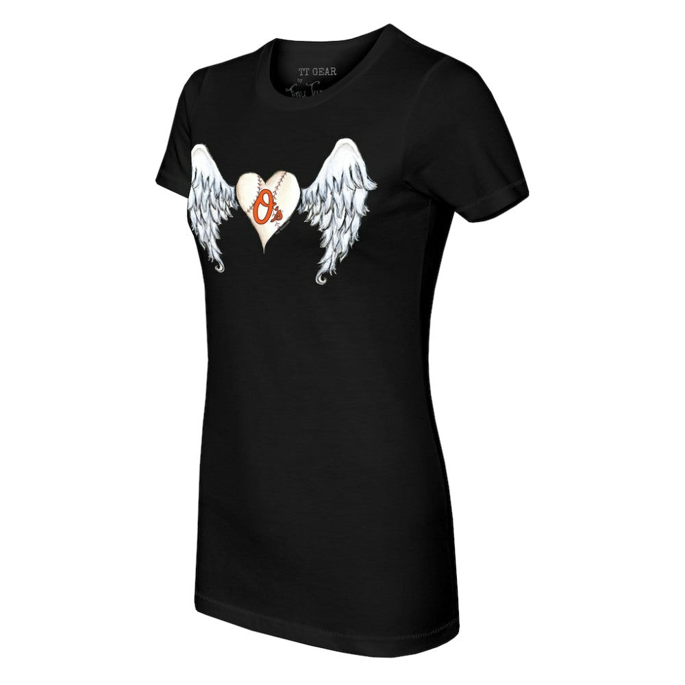 Baltimore Orioles Tiny Turnip Women's Angel Wings T-Shirt - Black