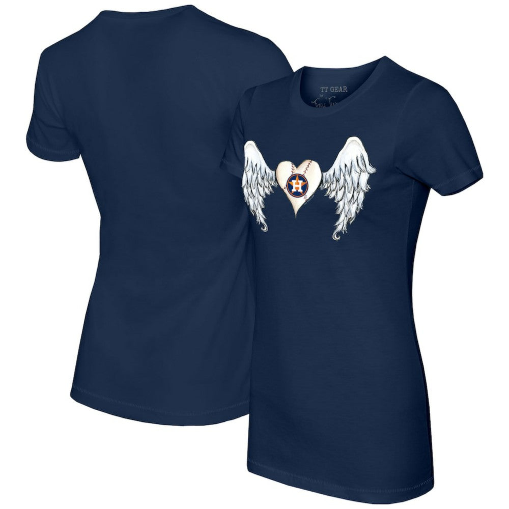 Houston Astros Tiny Turnip Women's Angel Wings T-Shirt - Navy