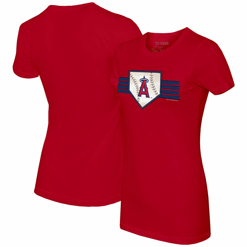Los Angeles Angels Tiny Turnip Women's Base Stripe T-Shirt - Red