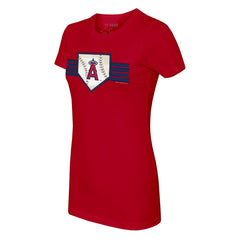 Los Angeles Angels Tiny Turnip Women's Base Stripe T-Shirt - Red