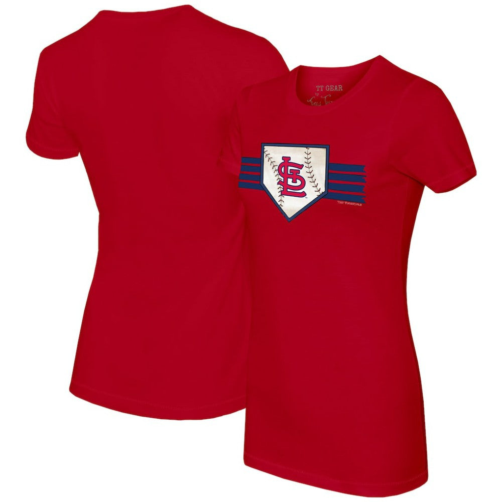 St. Louis Cardinals Tiny Turnip Women's Base Stripe T-Shirt - Red
