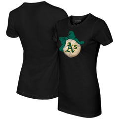 Athletics Tiny Turnip Women's Baseball Bow T-Shirt - Black