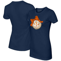Houston Astros Tiny Turnip Women's Baseball Bow T-Shirt - Navy