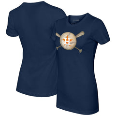 Houston Astros Tiny Turnip Women's Baseball Cross Bats T-Shirt - Navy