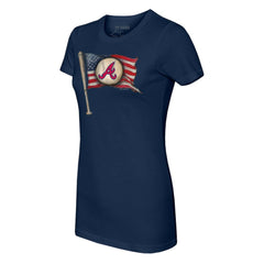 Atlanta Braves Tiny Turnip Women's Baseball Flag T-Shirt - Navy
