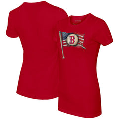 Boston Red Sox Tiny Turnip Women's Baseball Flag T-Shirt - Red