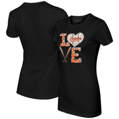 Baltimore Orioles Tiny Turnip Women's Baseball Love T-Shirt - Black