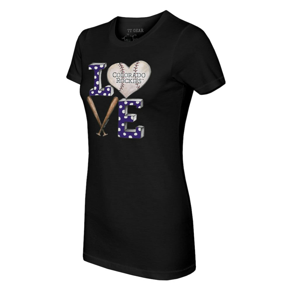 Colorado Rockies Tiny Turnip Women's Baseball Love T-Shirt - Black