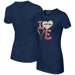 Cleveland Guardians Tiny Turnip Women's Baseball Love T-Shirt - Navy