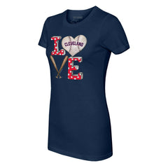 Cleveland Guardians Tiny Turnip Women's Baseball Love T-Shirt - Navy