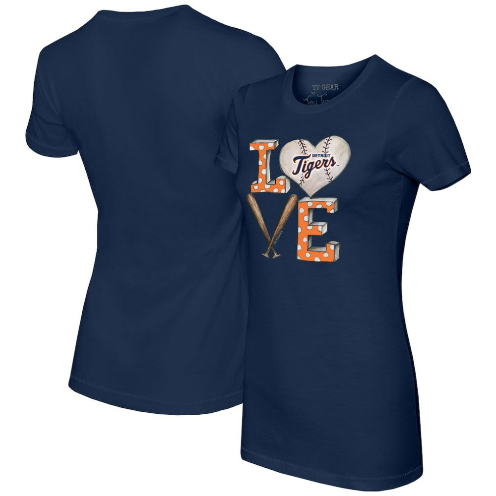 Detroit Tigers Tiny Turnip Women's Baseball Love T-Shirt - Navy
