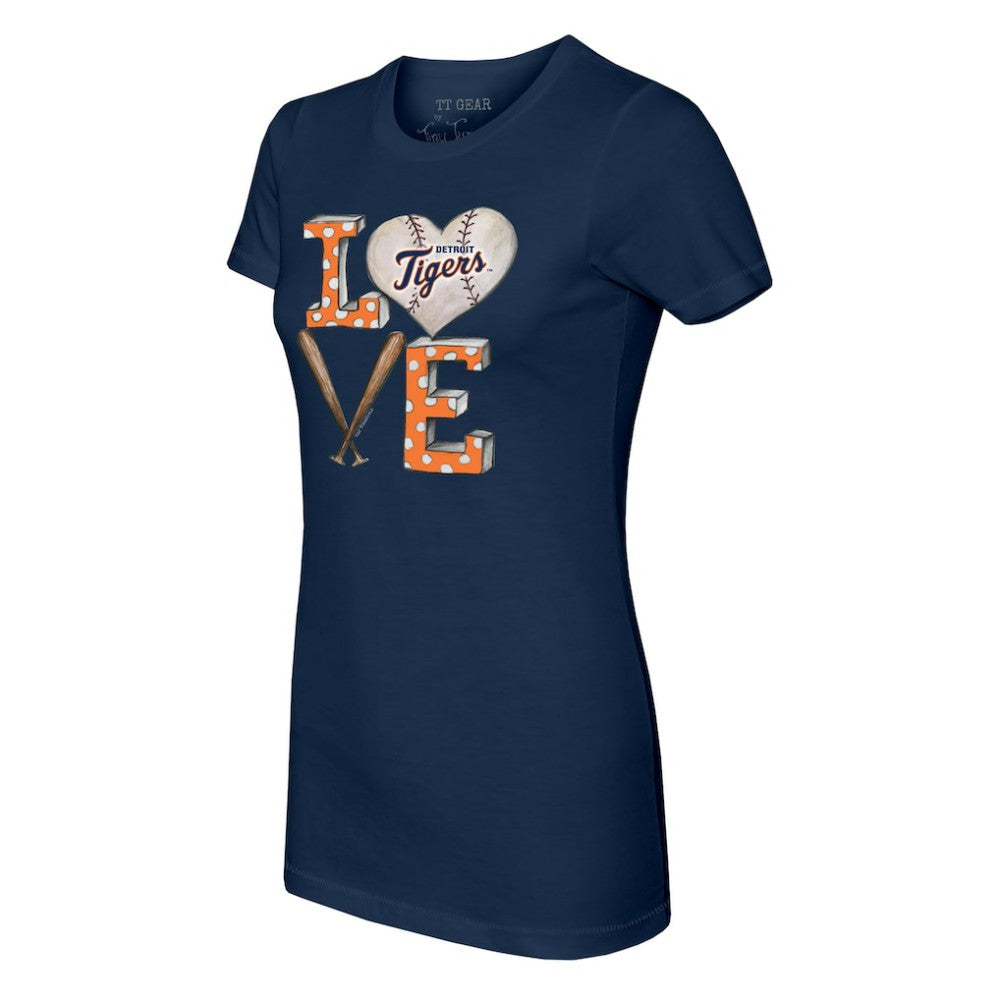 Detroit Tigers Tiny Turnip Women's Baseball Love T-Shirt - Navy