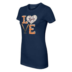Detroit Tigers Tiny Turnip Women's Baseball Love T-Shirt - Navy