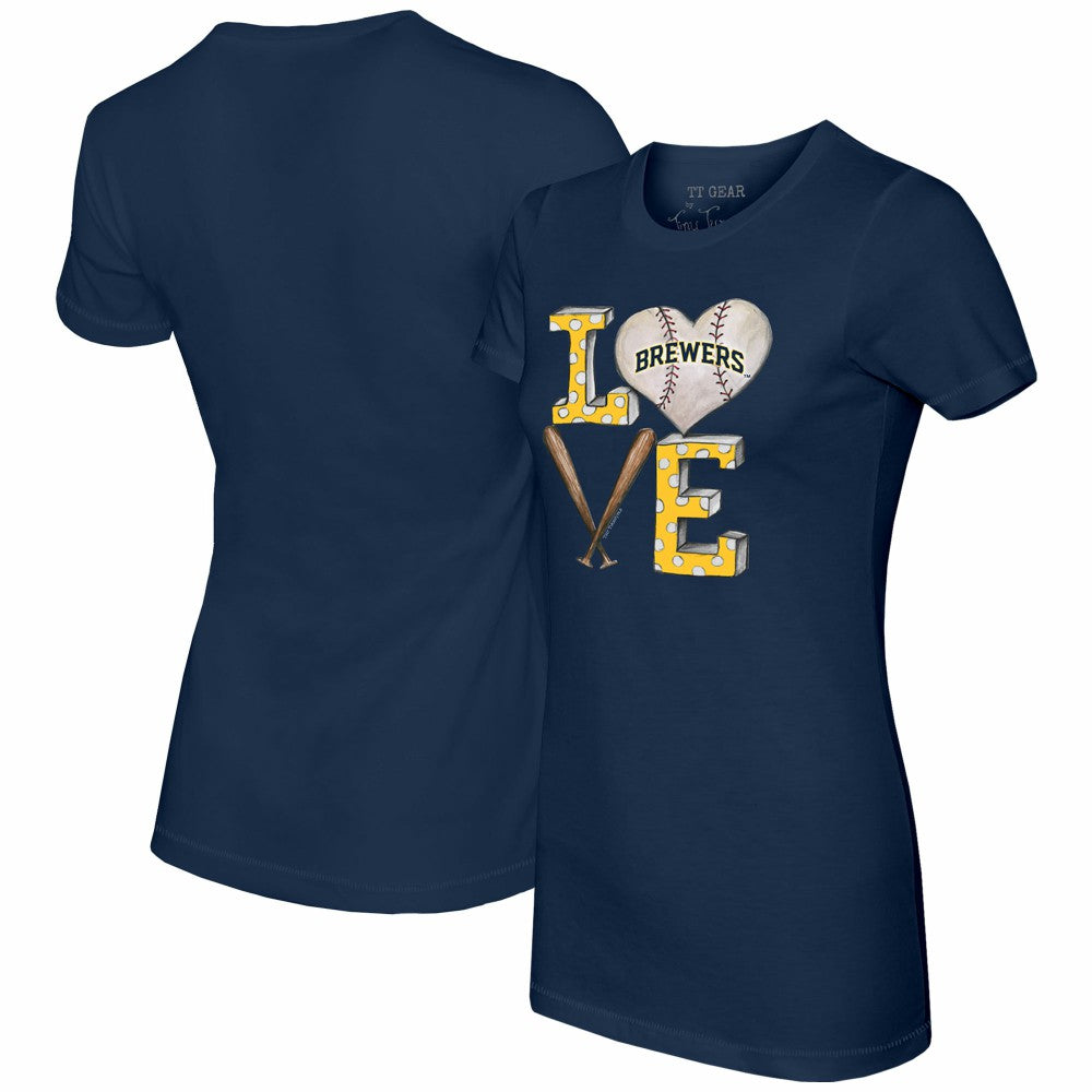 Milwaukee Brewers Tiny Turnip Women's Baseball Love T-Shirt - Navy