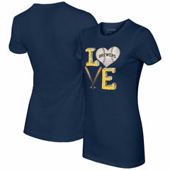 Milwaukee Brewers Tiny Turnip Women's Baseball Love T-Shirt - Navy