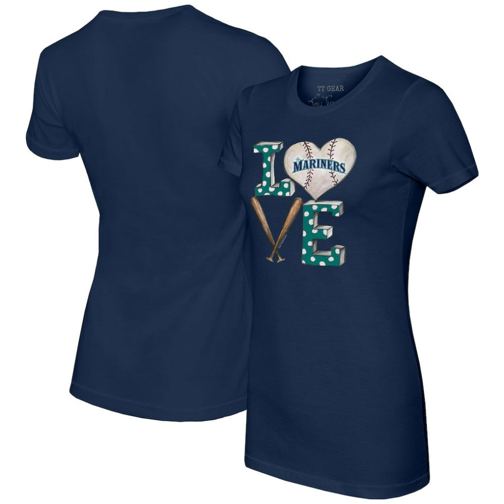 Seattle Mariners Tiny Turnip Women's Baseball Love T-Shirt - Navy