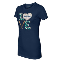 Seattle Mariners Tiny Turnip Women's Baseball Love T-Shirt - Navy