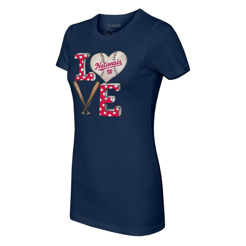 Washington Nationals Tiny Turnip Women's Baseball Love T-Shirt - Navy