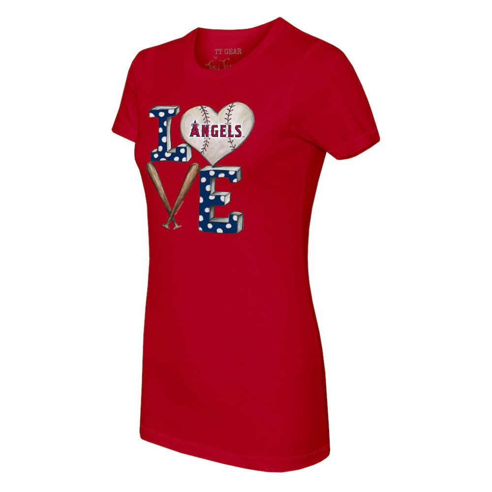Los Angeles Angels Tiny Turnip Women's Baseball Love T-Shirt - Red