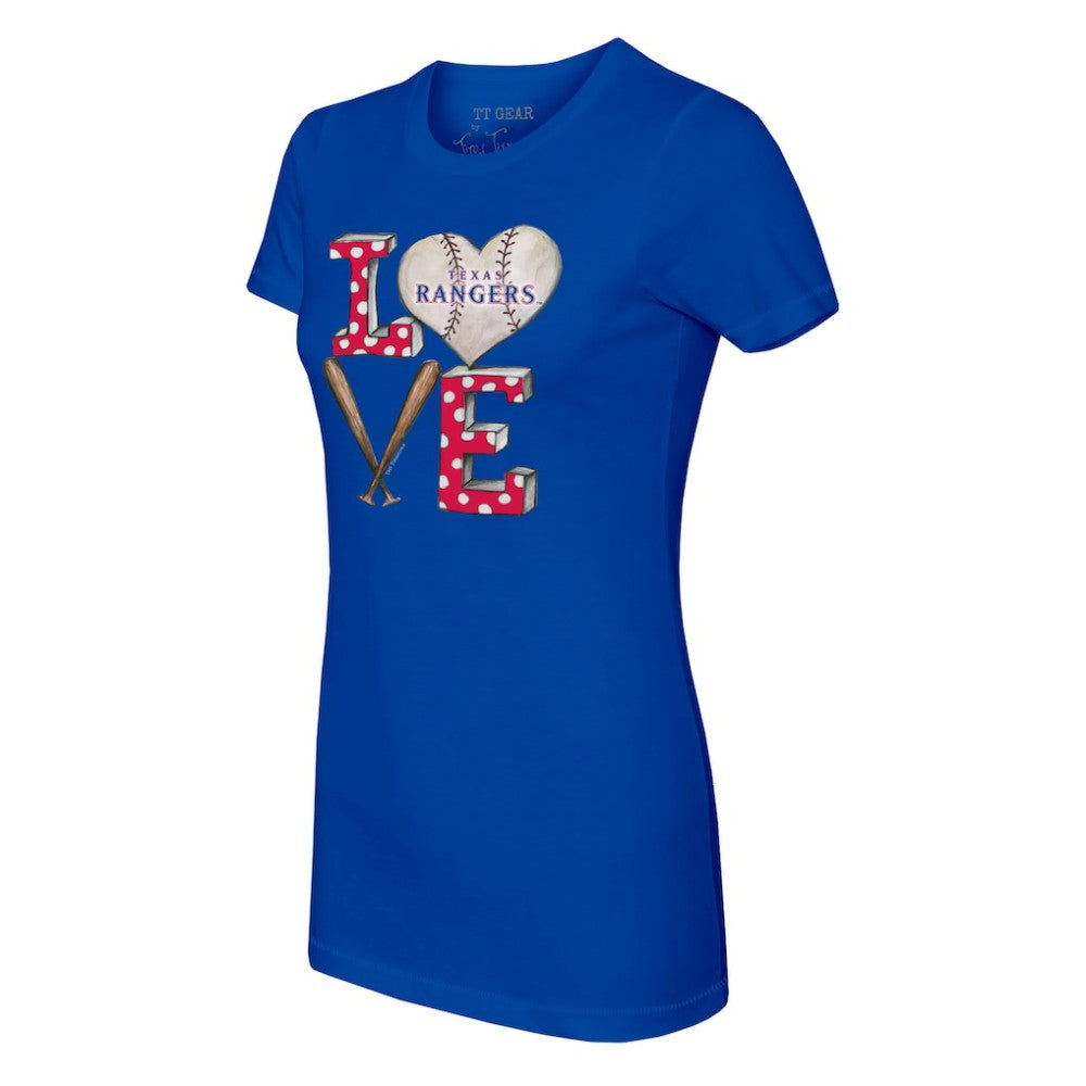 Texas Rangers Tiny Turnip Women's Baseball Love T-Shirt - Royal