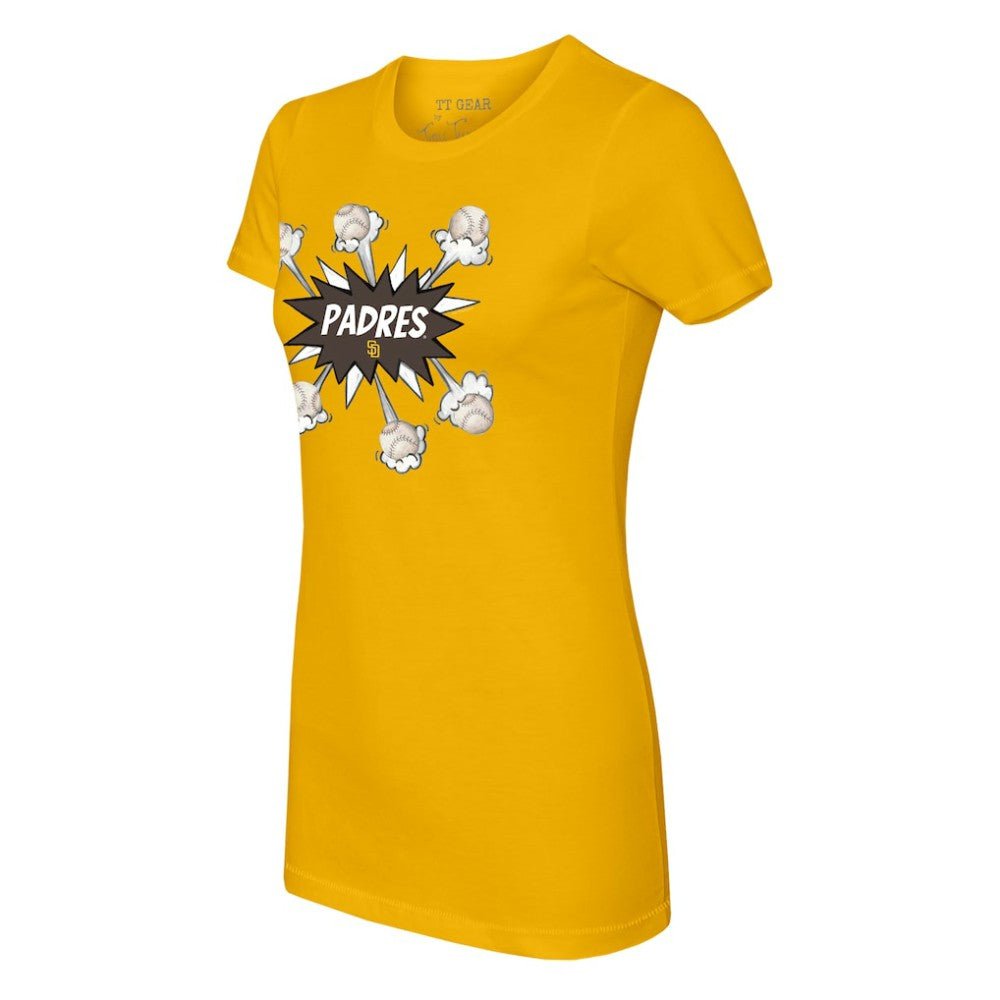 San Diego Padres Tiny Turnip Women's Baseball Pow T-Shirt - Gold