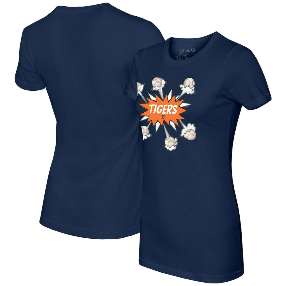Detroit Tigers Tiny Turnip Women's Baseball Pow T-Shirt - Navy