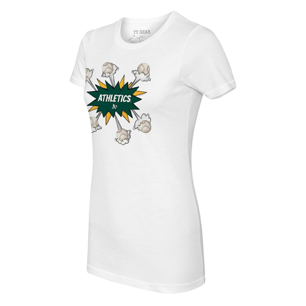 Athletics Tiny Turnip Women's Baseball Pow T-Shirt - White