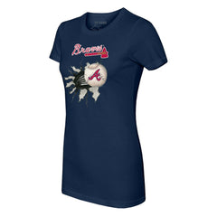 Atlanta Braves Tiny Turnip Women's Baseball Tear T-Shirt - Navy