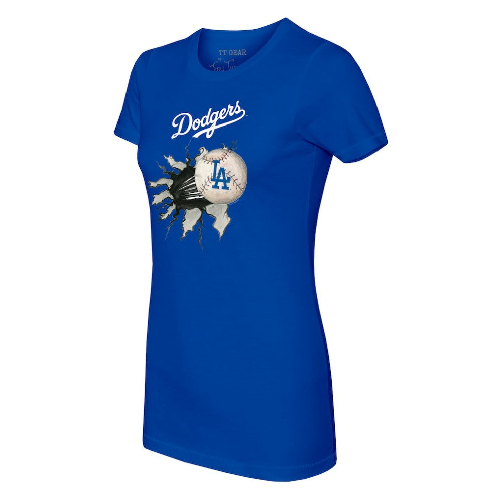 Los Angeles Dodgers Tiny Turnip Women's Baseball Tear T-Shirt - Royal